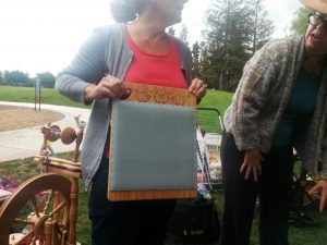 Kelly with the blending board she made